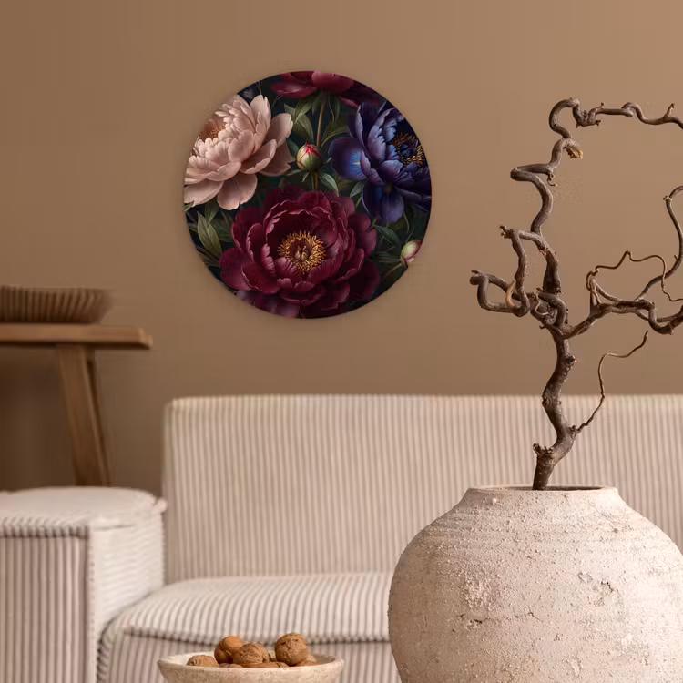 Muurcirkel - Bloemen - Boeket - Natuur - Modern - Donker — 2