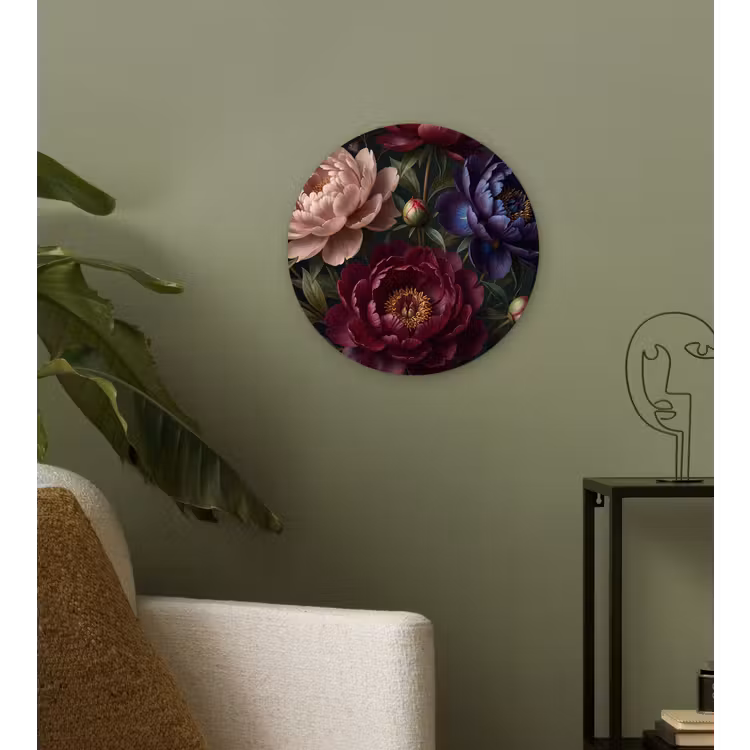 Muurcirkel - Bloemen - Boeket - Natuur - Modern - Donker — 3