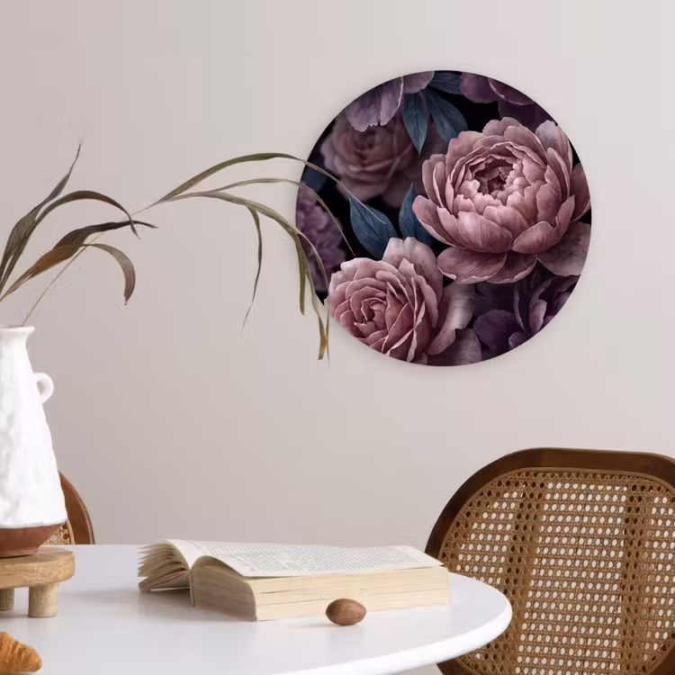 Muurcirkel - Bloemen - Patroon - Donker - Botanisch - Paars — 4