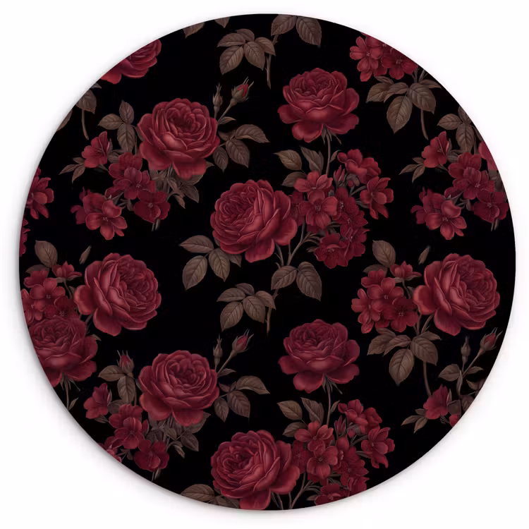 Muurcirkel - Bloemen - Roos - Patroon - Klassiek - Rood — 1