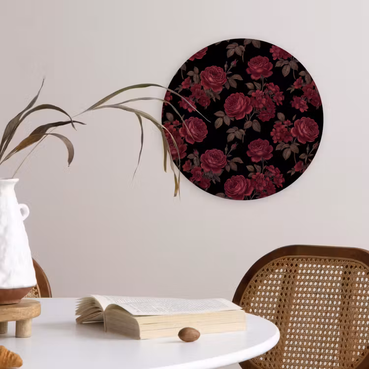 Muurcirkel - Bloemen - Roos - Patroon - Klassiek - Rood — 4