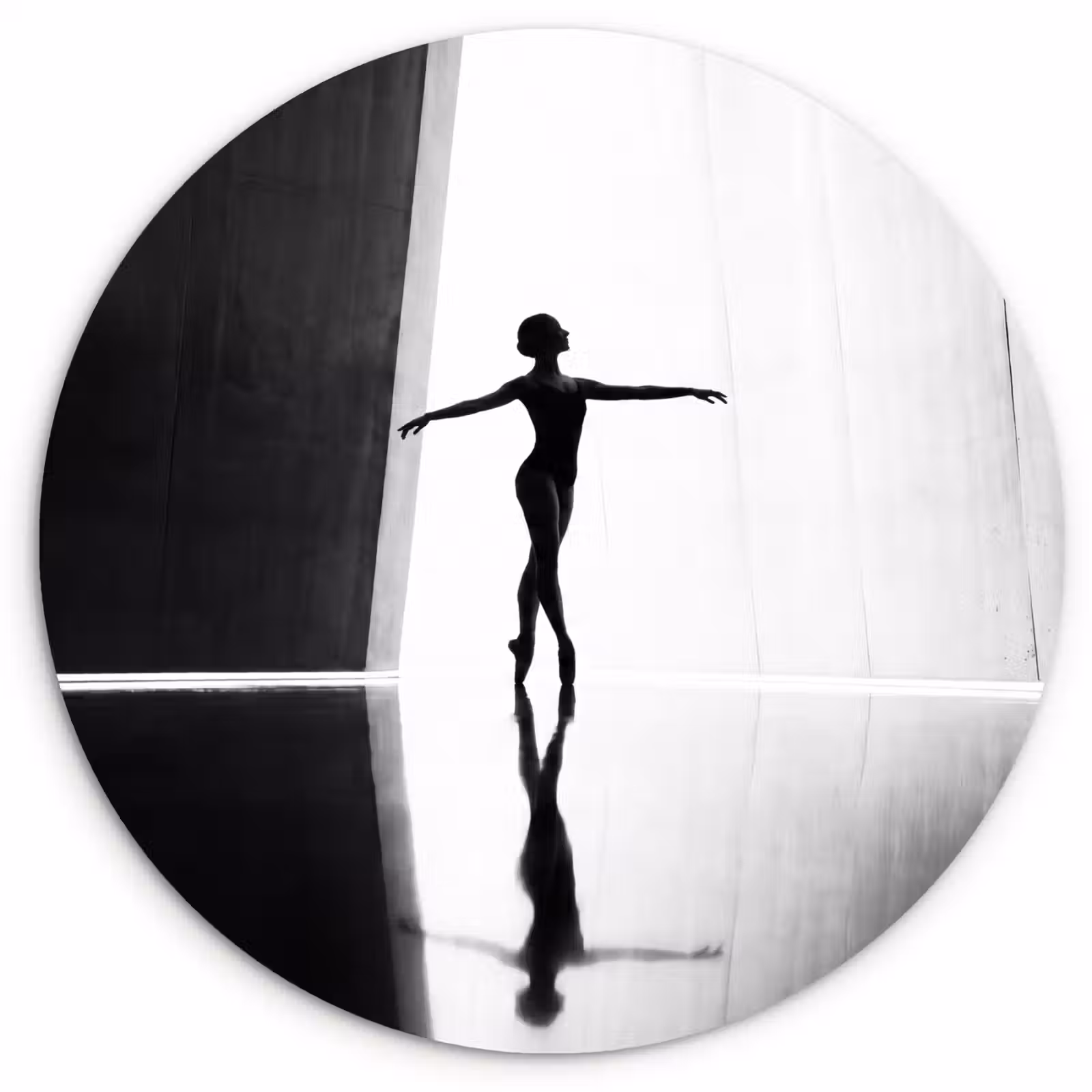 Muurcirkel - Danser - Silhouette - Kunst - Modern - Zwart-wit — 1