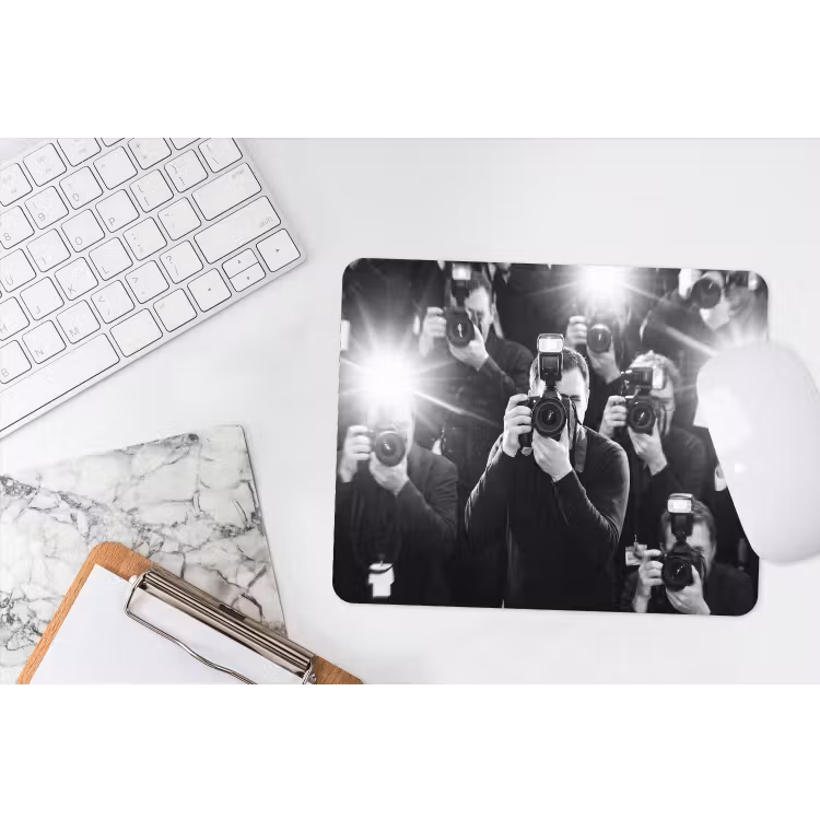 Muismat - Mensen - Camera - Flitslicht - Zwart-wit - Media — 2