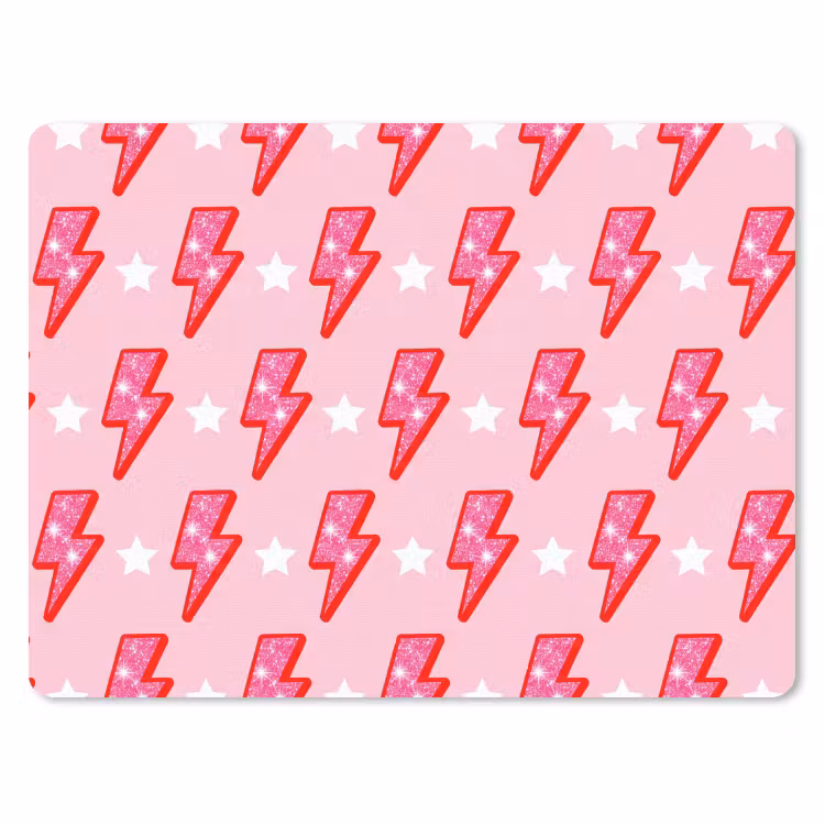 Muismat - Patroon - Bliksem - Ster - Glitter - Roze — 1