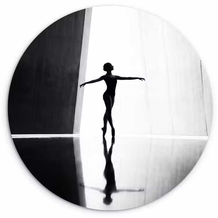 Muurcirkel - Danser - Silhouette - Kunst - Modern - Zwart-wit — 1