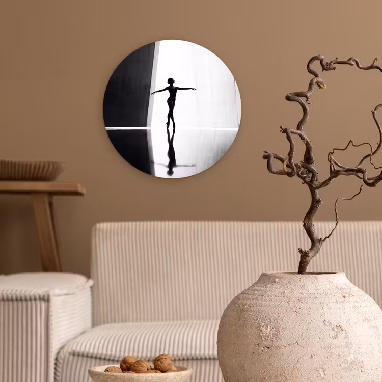 Muurcirkel - Danser - Silhouette - Kunst - Modern - Zwart-wit — 2