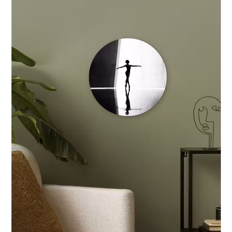 Muurcirkel - Danser - Silhouette - Kunst - Modern - Zwart-wit — 3