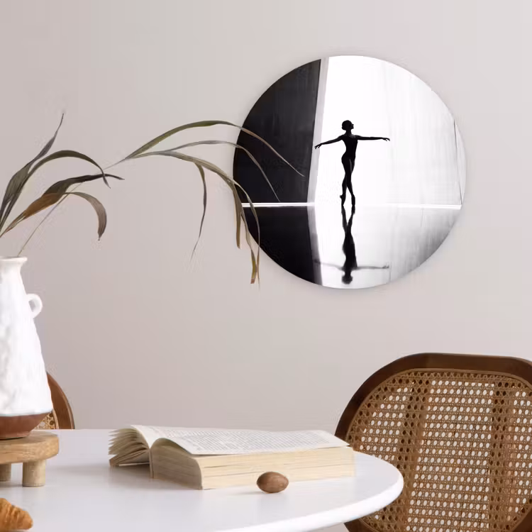 Muurcirkel - Danser - Silhouette - Kunst - Modern - Zwart-wit — 4