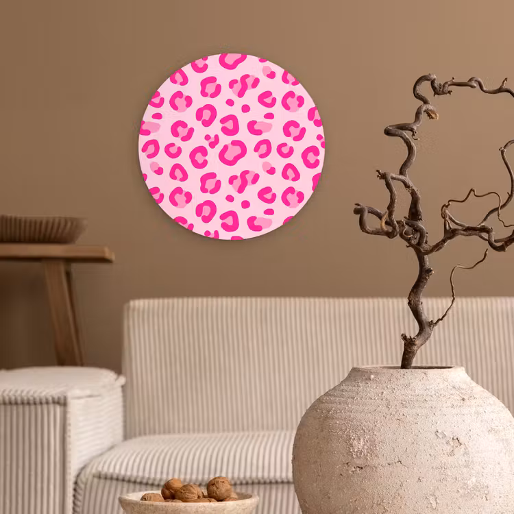 Muurcirkel - Dierenprint - Patroon - Abstract - Modern - Roze — 2