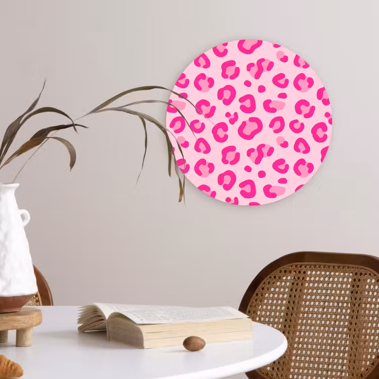 Muurcirkel - Dierenprint - Patroon - Abstract - Modern - Roze — 4
