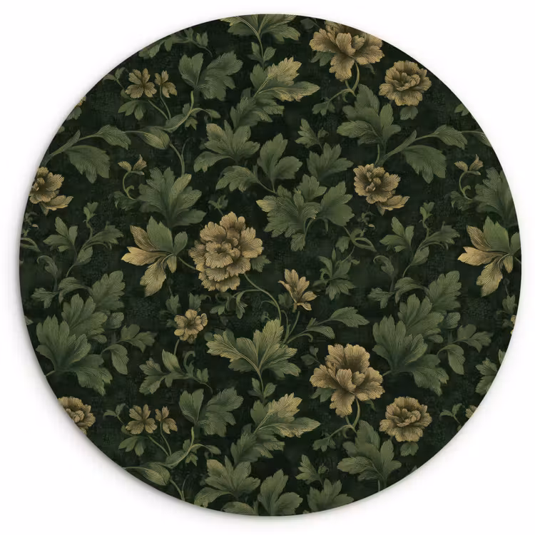 Muurcirkel - Donker - Groen - Goud - Botanisch — 1