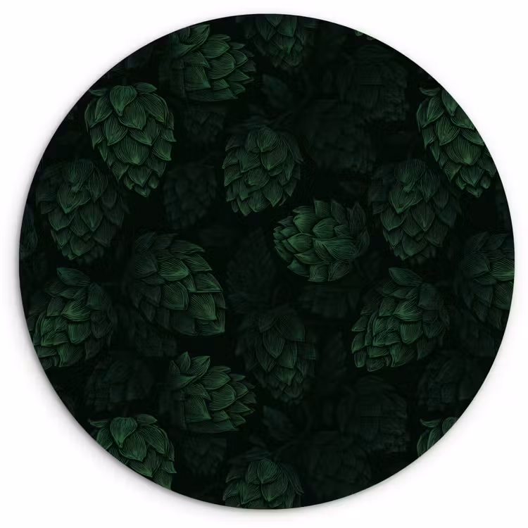 Muurcirkel - Donker - Groen - Hopbellen - Botanisch - Illustratie — 1