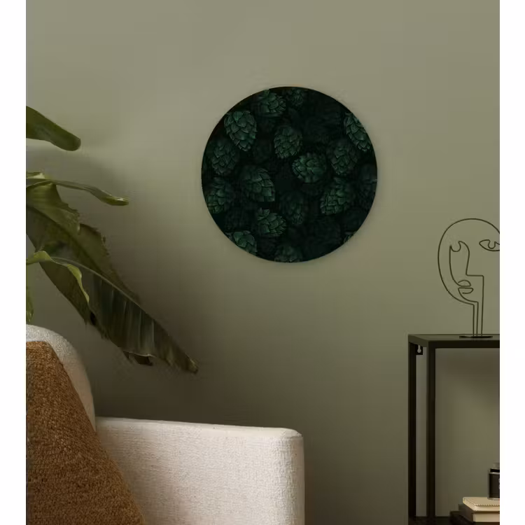 Muurcirkel - Donker - Groen - Hopbellen - Botanisch - Illustratie — 3