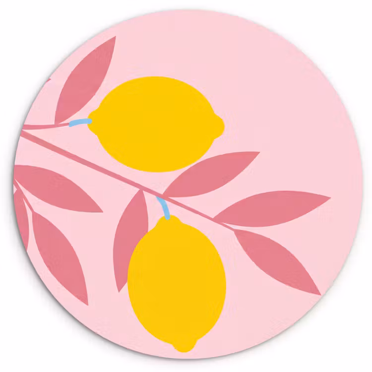 Muurcirkel - Fruit - Tak - Natuur - Abstract - Roze — 1