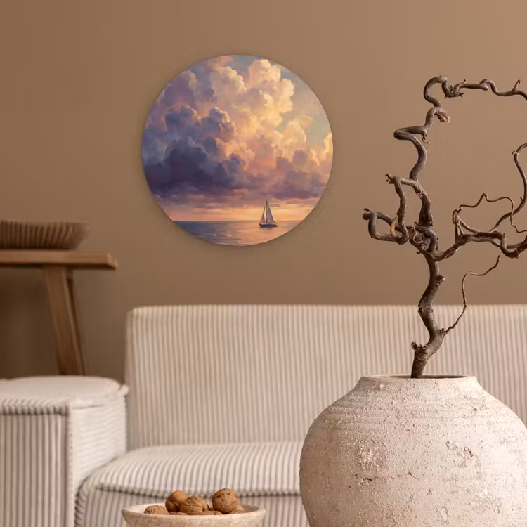 Muurcirkel - Boot - Zonsondergang - Zee - Natuur - Goud — 2