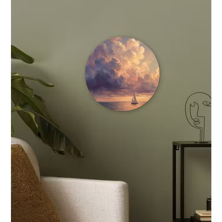 Muurcirkel - Boot - Zonsondergang - Zee - Natuur - Goud — 3