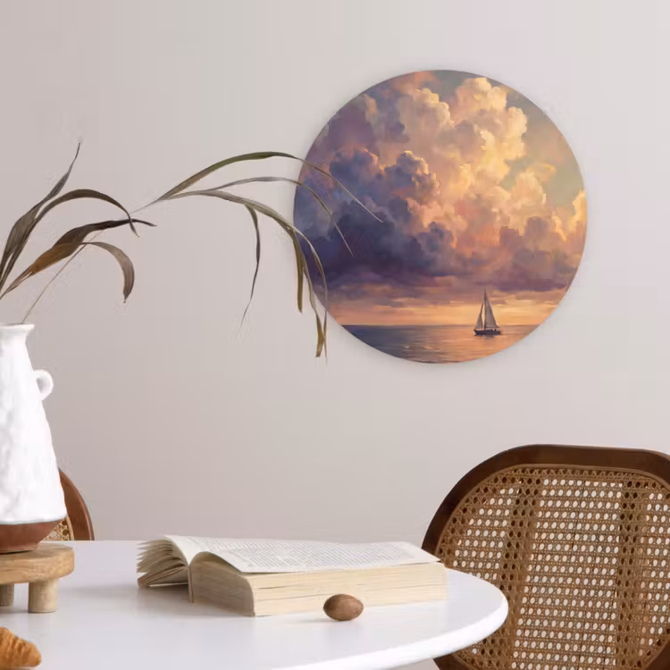 Muurcirkel - Boot - Zonsondergang - Zee - Natuur - Goud — 4