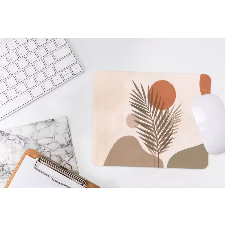 Muismat - Planten - Bladeren - Abstract - Modern - Beige — 2
