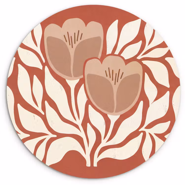 Muurcirkel - Bloemen - Abstract - Modern - Beige - Natuur — 1