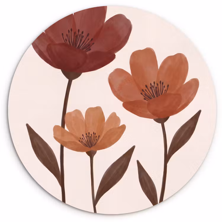 Muurcirkel - Bloemen - Abstract - Modern - Bruin - Decoratief — 1