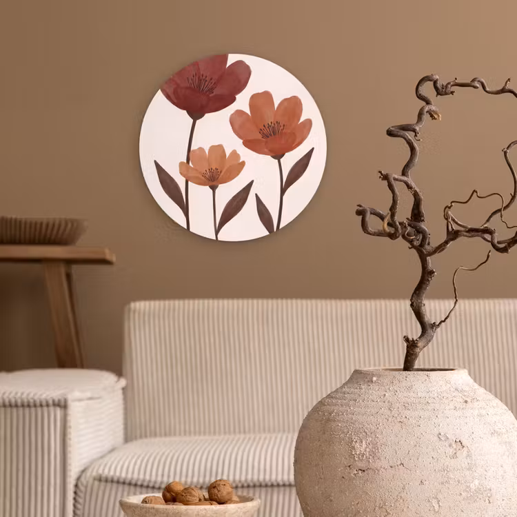 Muurcirkel - Bloemen - Abstract - Modern - Bruin - Decoratief — 2