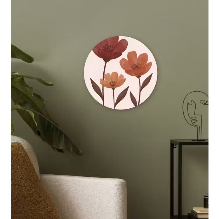 Muurcirkel - Bloemen - Abstract - Modern - Bruin - Decoratief — 3