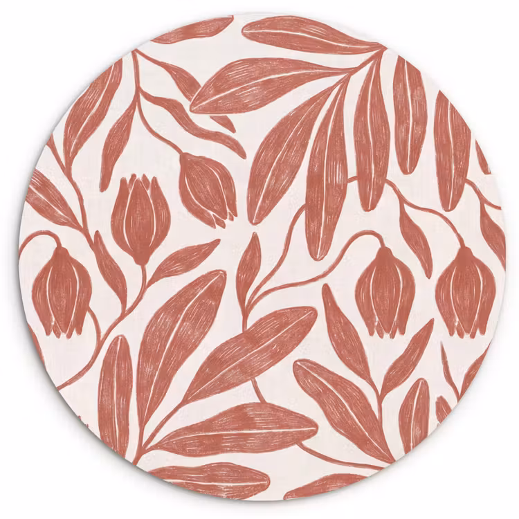 Muurcirkel - Bloemen - Patroon - Modern - Natuur - Bruin — 1