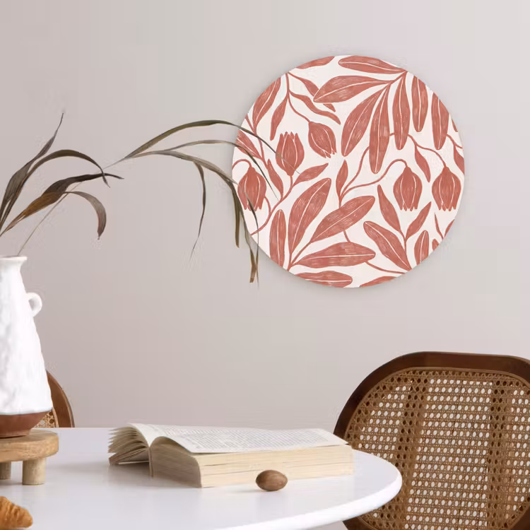 Muurcirkel - Bloemen - Patroon - Modern - Natuur - Bruin — 4