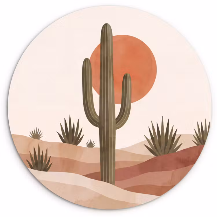 Muurcirkel - Cactus - Duinen - Modern - Landschap - Groen — 1