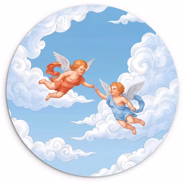 Muurcirkel - Engel - Vliegend - Klassiek - Blauw — 1