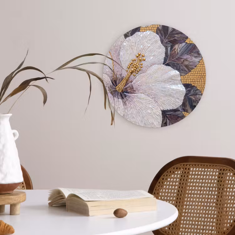 Muurcirkel - Bloemen - Mozaïek - Kunst - Modern - Goud — 4