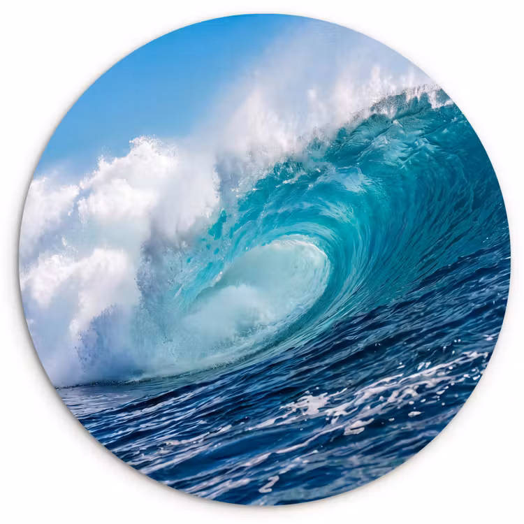 Muurcirkel - Golf - Oceaan - Water - Dynamisch - Blauw — 1