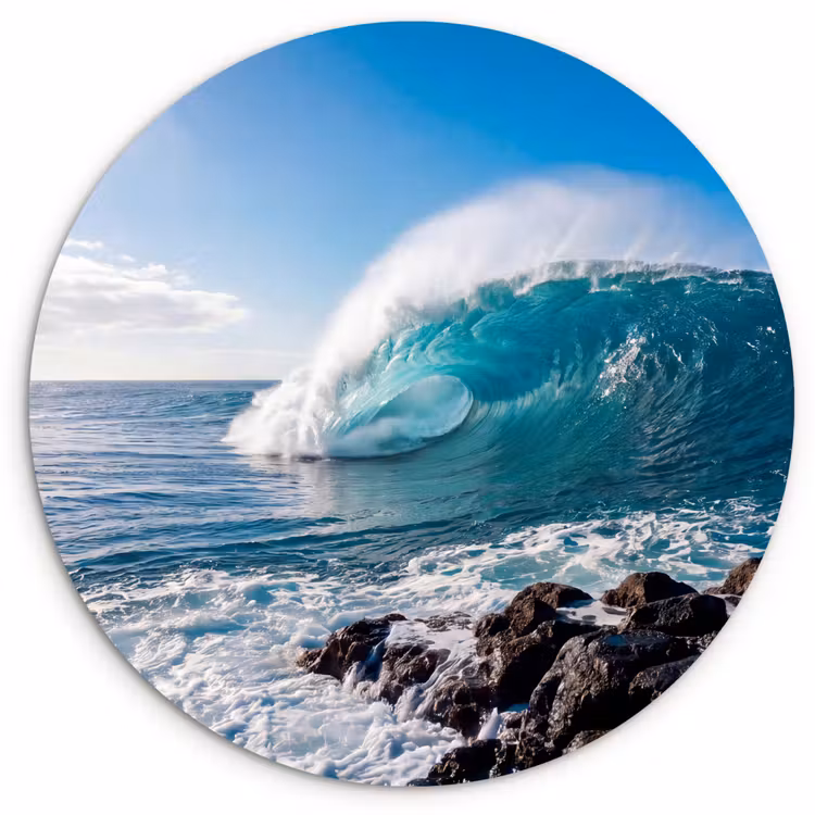 Muurcirkel - Golf - Oceaan - Brekend - Water - Blauw — 1