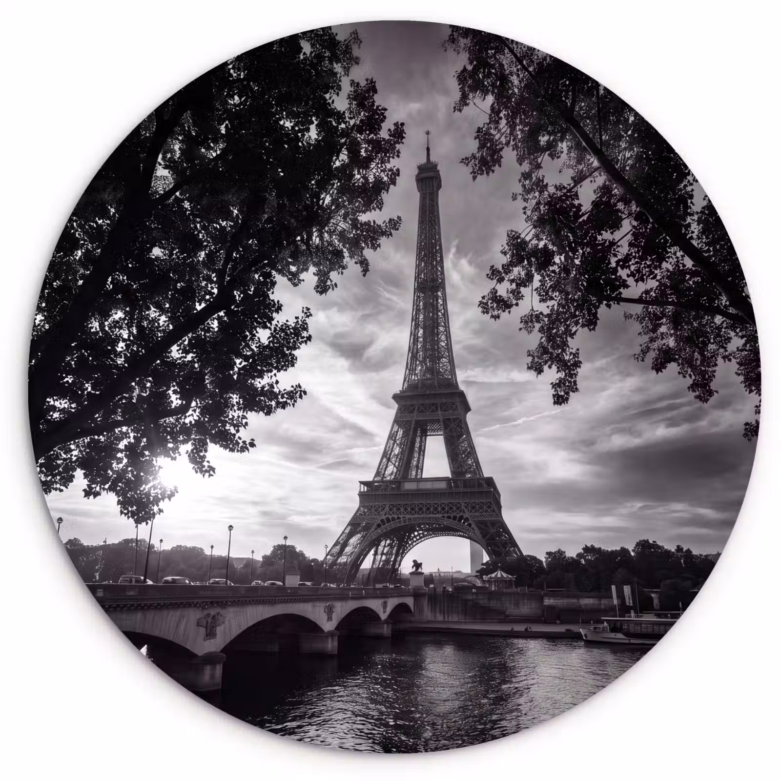 Muurcirkel - Eiffeltoren - Parijs - Rivier - Architectuur - Zwart-wit — 1