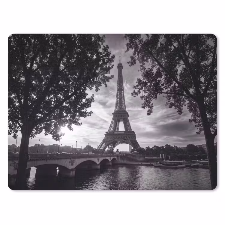 Muismat - Eiffeltoren - Parijs - Rivier - Architectuur - Zwart-wit — 1