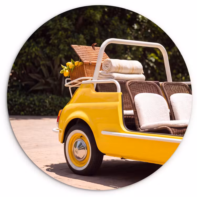 Muurcirkel - Auto - Picknick - Zomer - Geel — 1