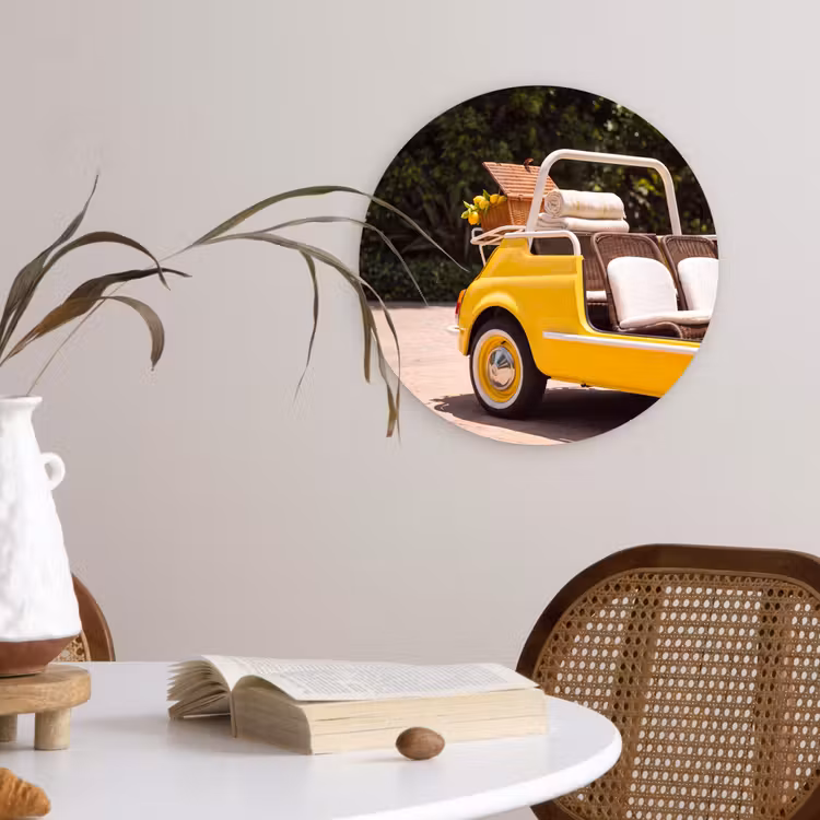 Muurcirkel - Auto - Picknick - Zomer - Geel — 4