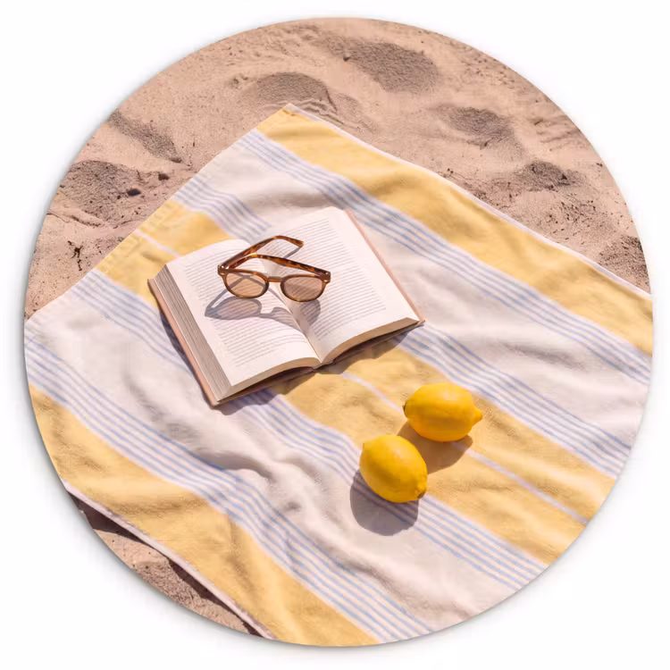 Muurcirkel - Boek - Zonnebril - Strand - Zomer - Geel — 1