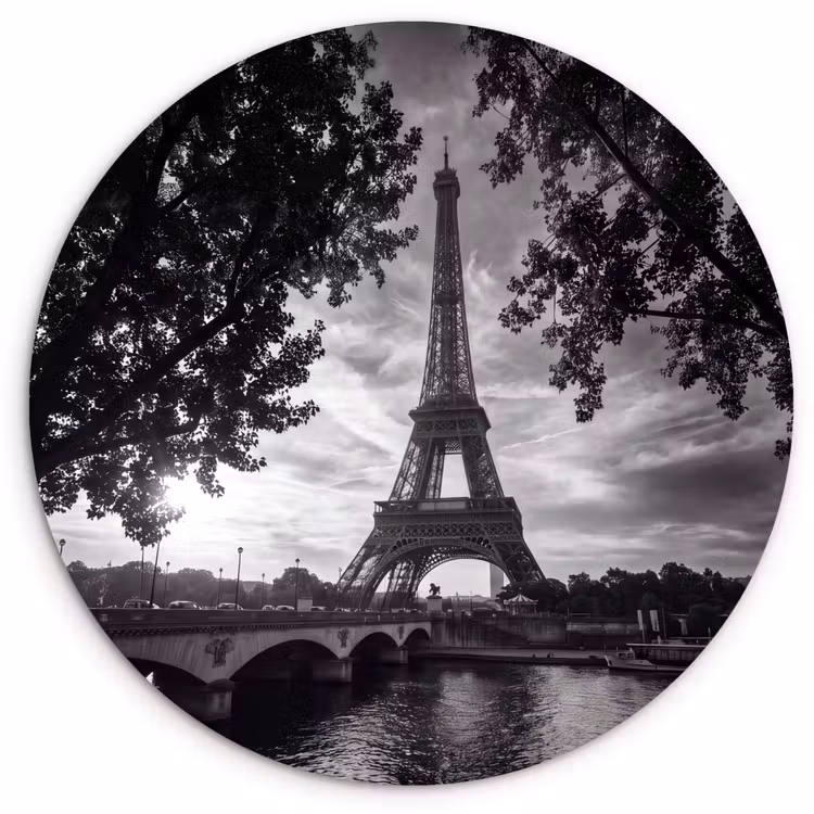 Muurcirkel - Eiffeltoren - Parijs - Rivier - Architectuur - Zwart-wit — 1