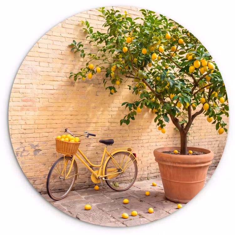 Muurcirkel - Fiets - Mand - Eten - Geel - Zomer — 1