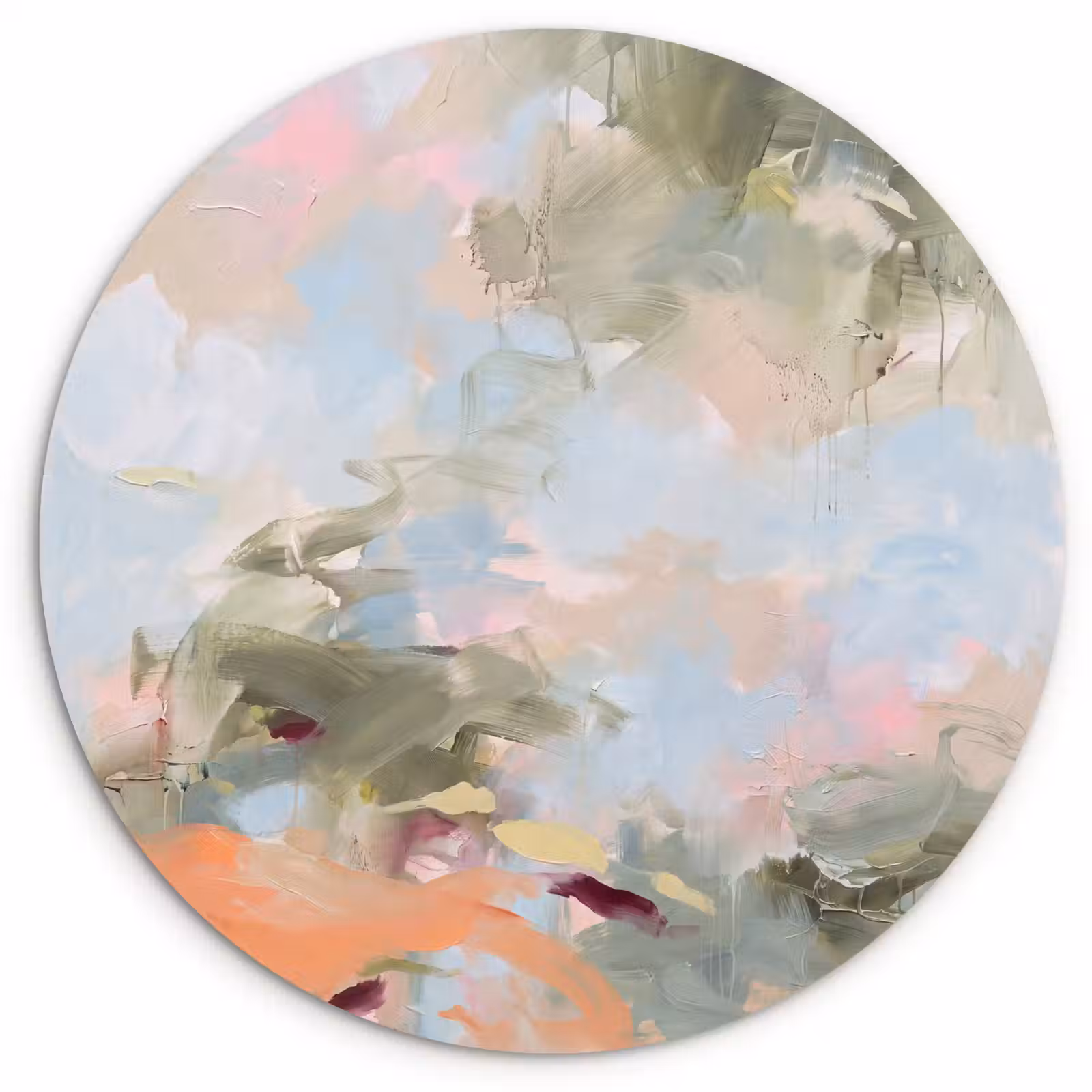 Muurcirkel - Abstract - Borstelstreken - Kunst - Modern - Pastel — 1