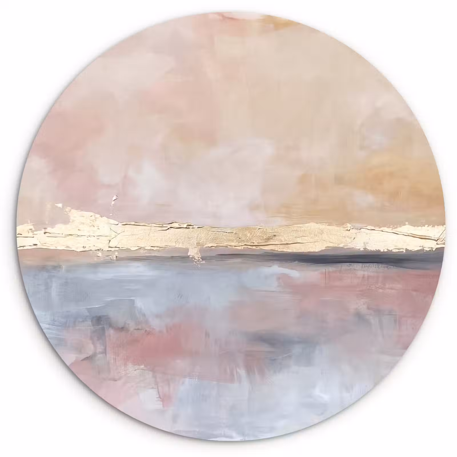 Muurcirkel - Abstract - Horizontaal - Kunst - Roze - Goud — 1