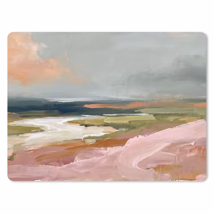Muismat - Landschap - Rivier - Abstract - Roze - Groen — 1