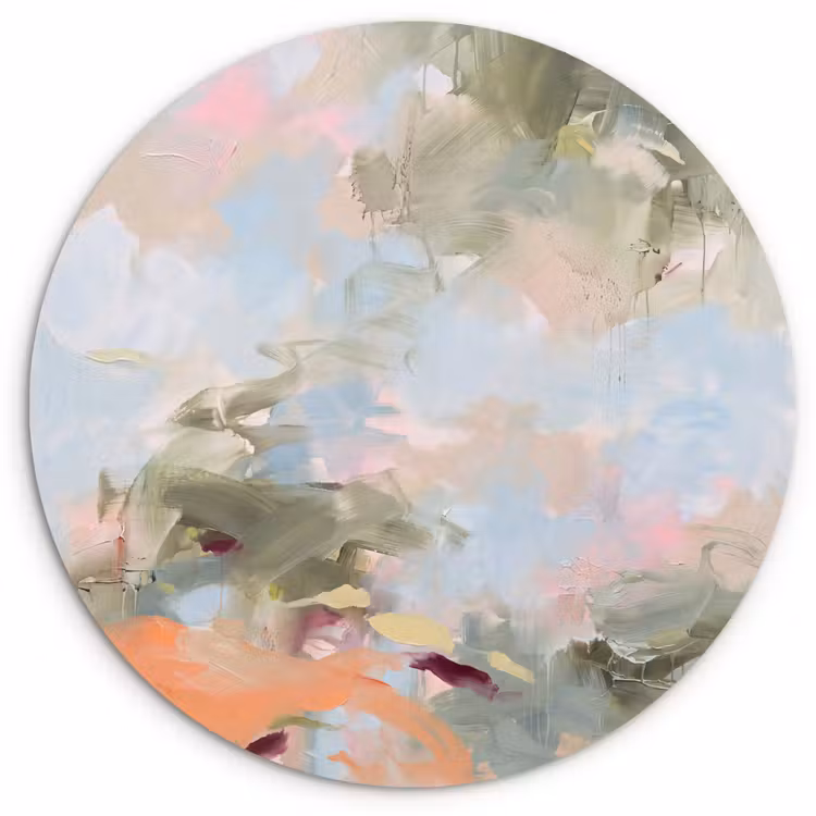 Muurcirkel - Abstract - Borstelstreken - Kunst - Modern - Pastel — 1