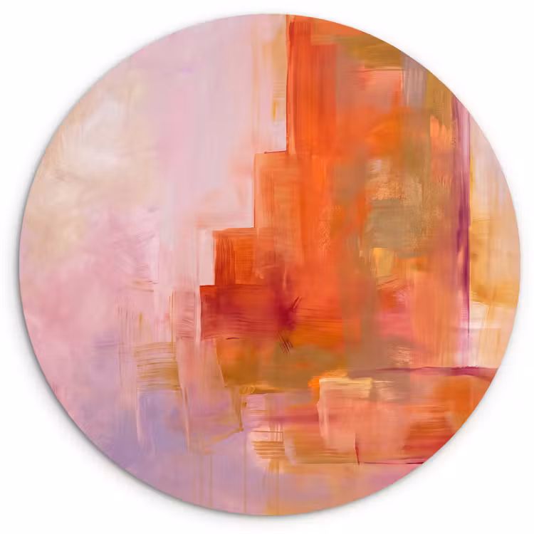 Muurcirkel - Abstract - Borstelstreken - Kunst - Paars - Goud — 1