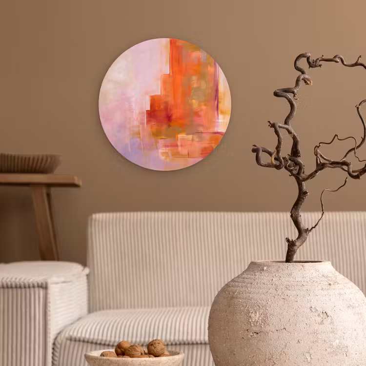 Muurcirkel - Abstract - Borstelstreken - Kunst - Paars - Goud — 2