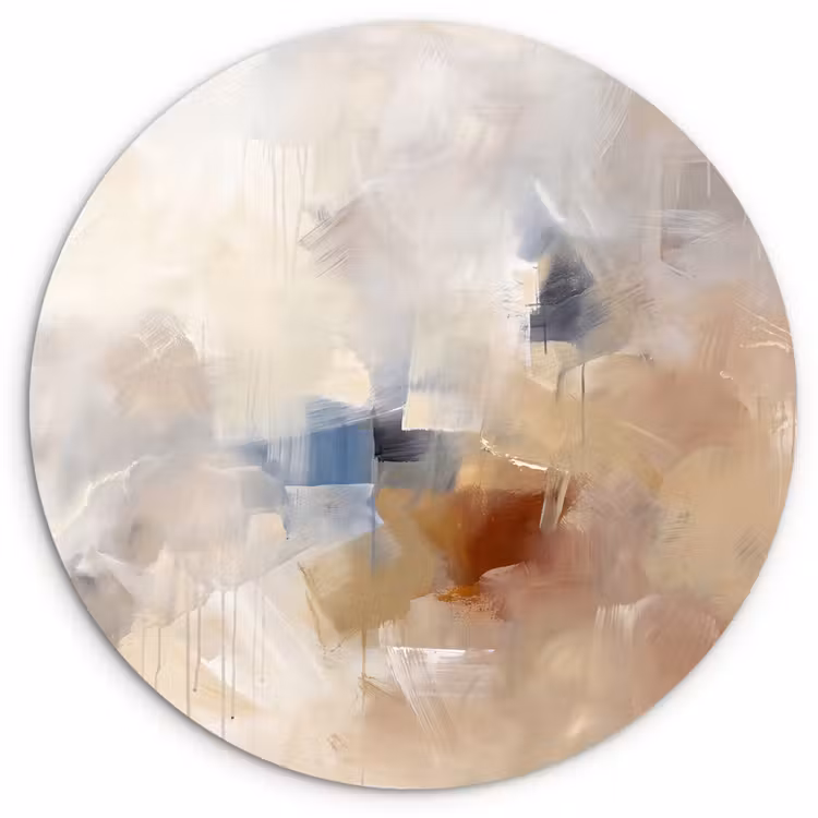 Muurcirkel - Abstract - Borstelstreken - Modern - Beige - Kunst — 1