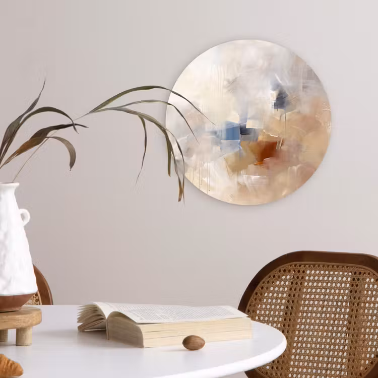 Muurcirkel - Abstract - Borstelstreken - Modern - Beige - Kunst — 4