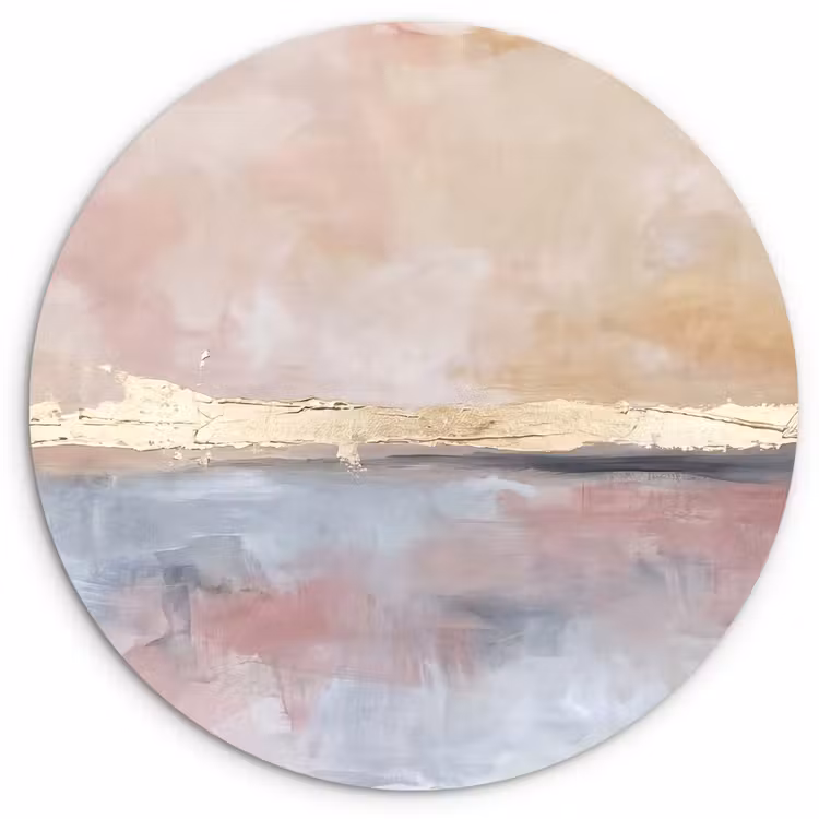 Muurcirkel - Abstract - Horizontaal - Kunst - Roze - Goud — 1