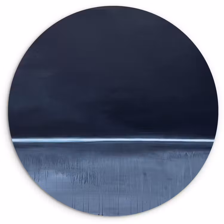 Muurcirkel - Abstract - Horizontale lijn - Minimalistisch - Donkerblauw - Kunst — 1
